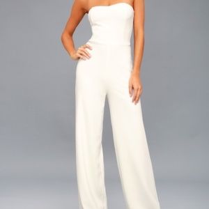 Lulus Edith White Strapless Jumpsuit